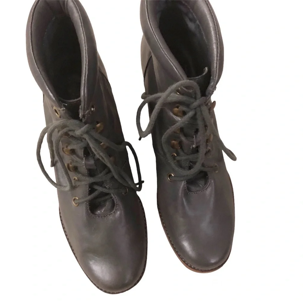 JEFFREY CAMPBELL Lace-up ankle booties Ingles Tahiti gray leather Victorian boho - Picture 2 of 11